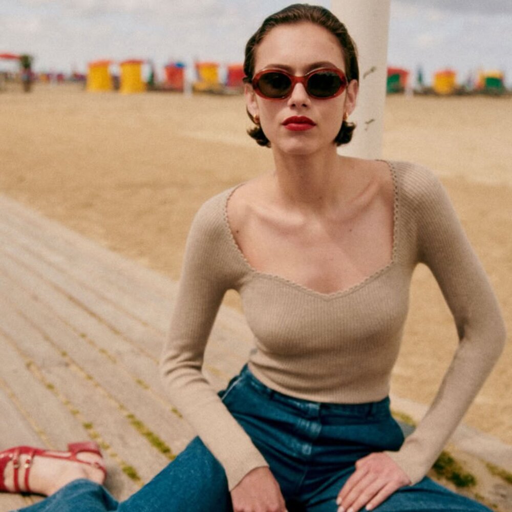 Sezane Maha Jumper Sandstone - Size XS